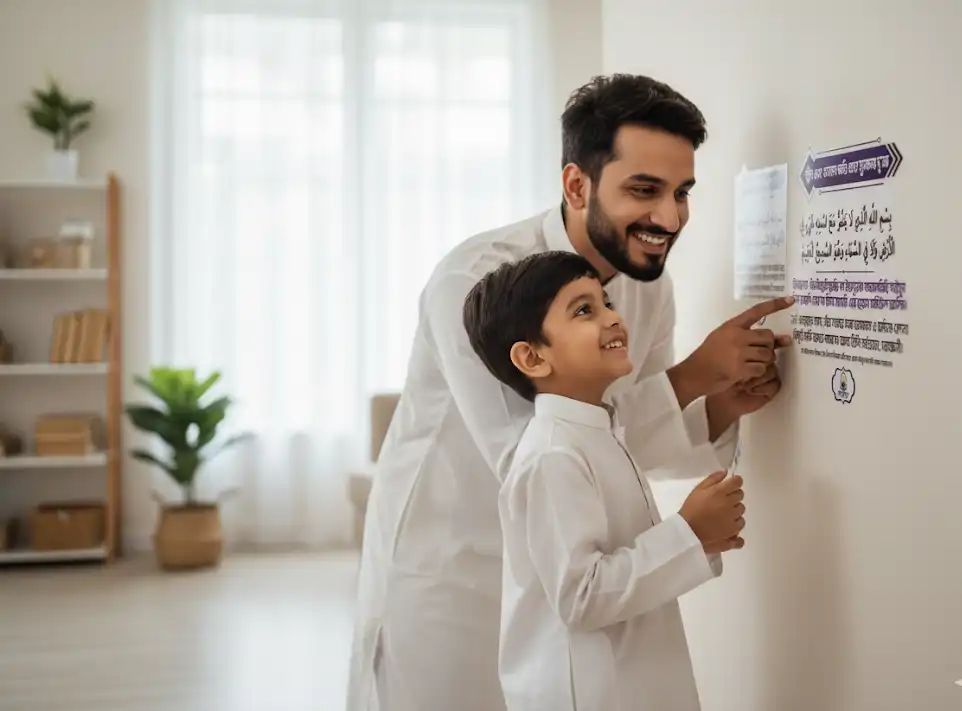 father and son read dua sticker
